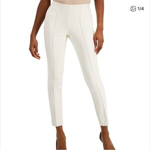 Anne Klein Cream Faux Suede Straight Leg Pull-On Pants Size S